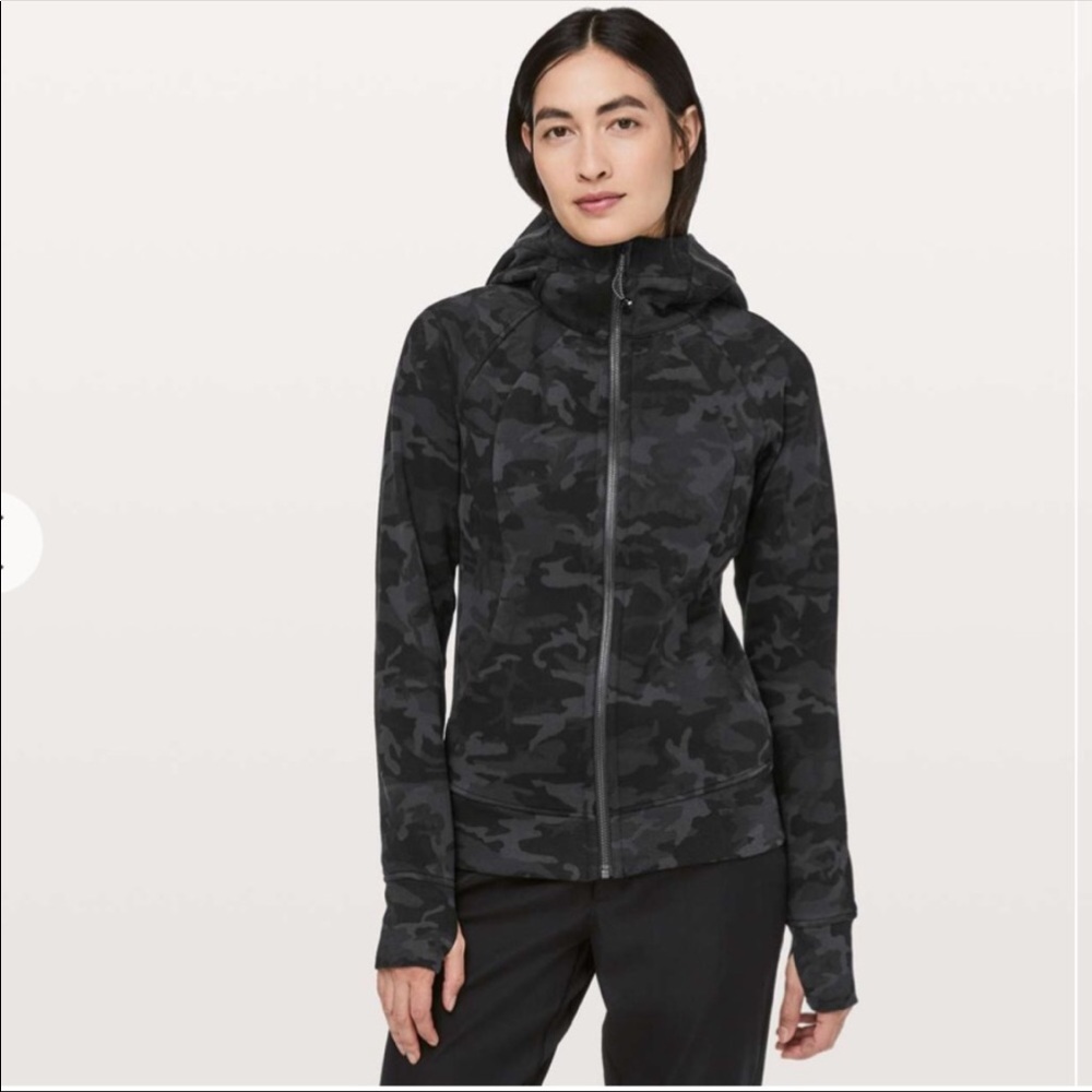Lululemon Camo Scuba Hoodie Light Cotton Fleece Incognito Camo Multi Grey Size 4